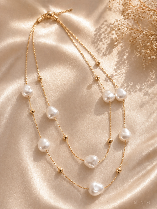 White Pearl Layered Necklace