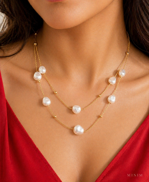 White Pearl Layered Necklace