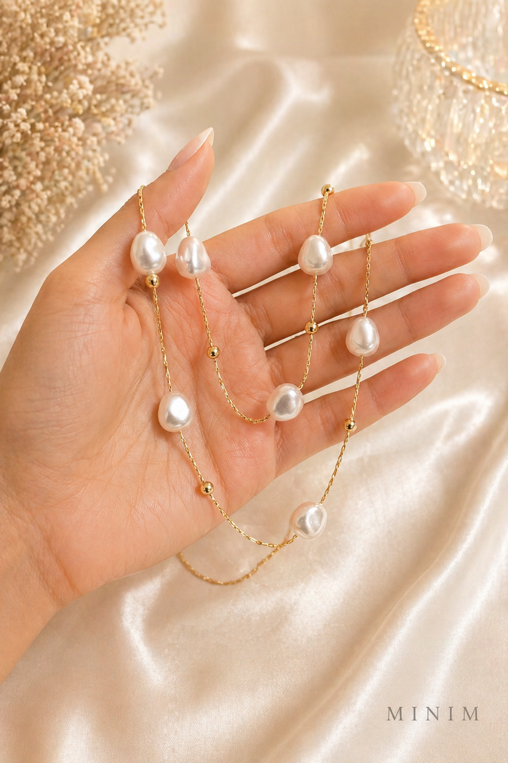 White Pearl Layered Necklace