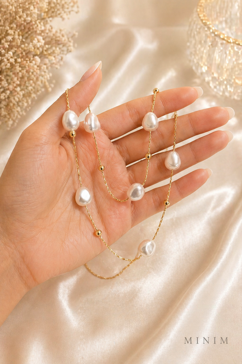 White Pearl Layered Necklace